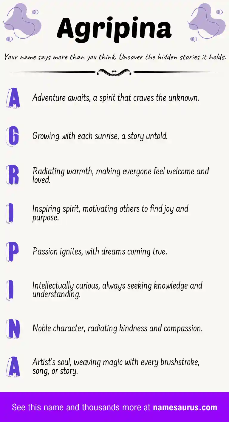 Acrostic poem about Agripina.