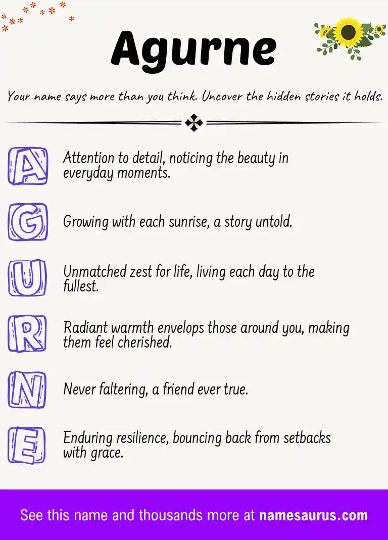Acrostic poem about Agurne.