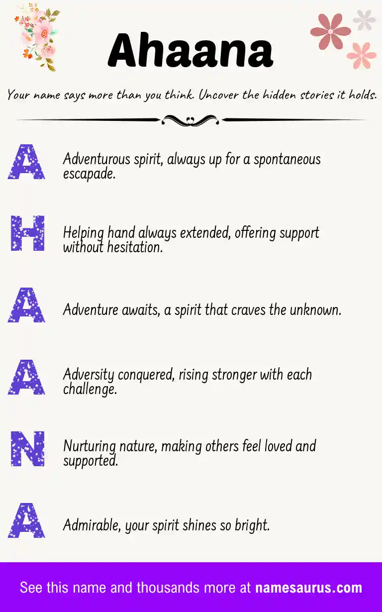 Acrostic poem about Ahaana.