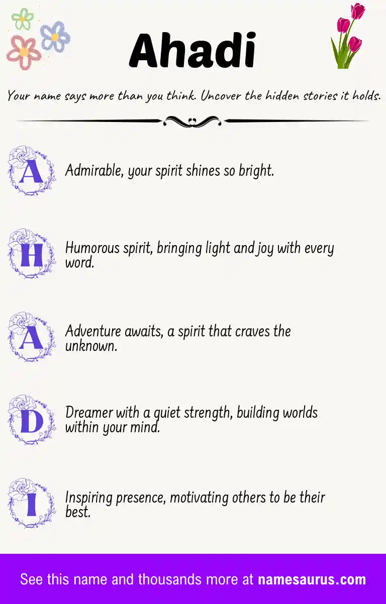 Acrostic poem about Ahadi.