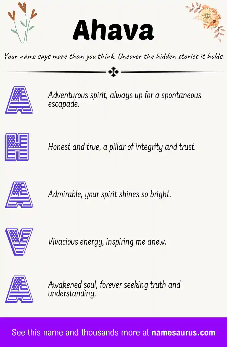 Acrostic poem about Ahava.