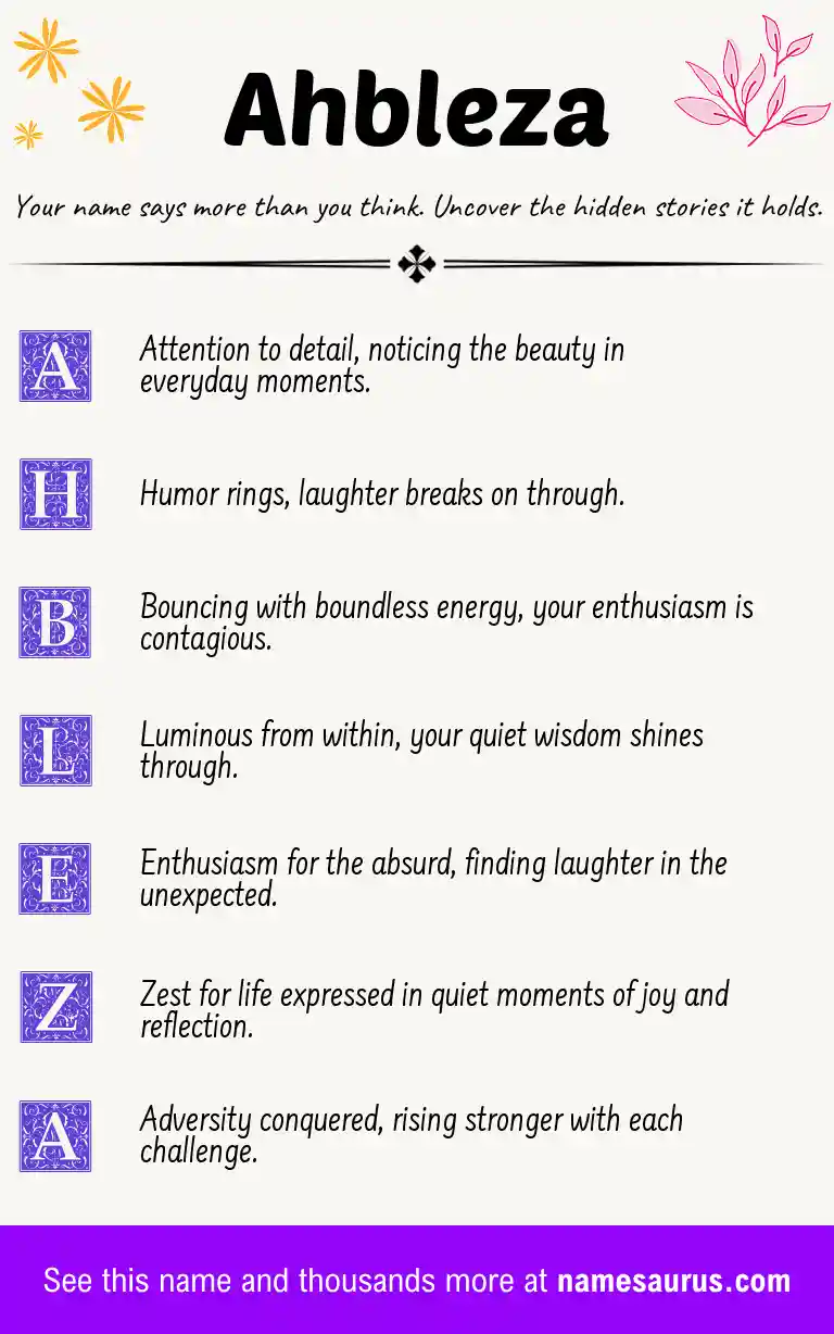 Acrostic poem about Ahbleza.