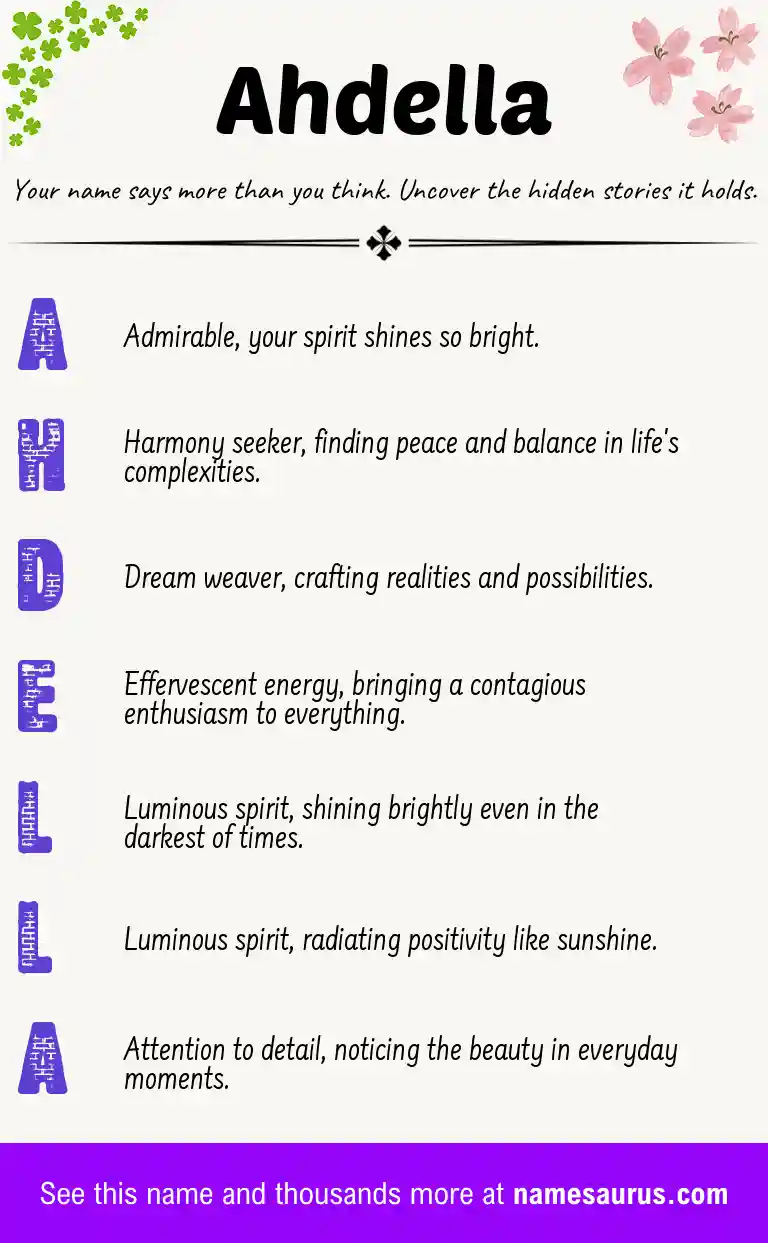 Acrostic poem about Ahdella.
