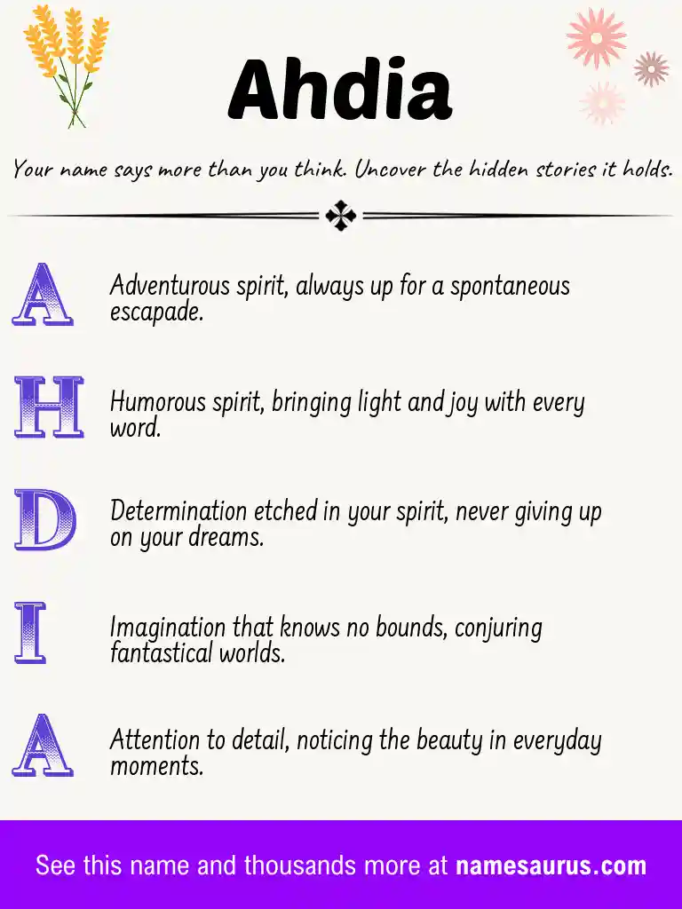 Acrostic poem about Ahdia.