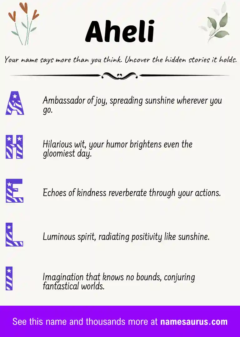Acrostic poem about Aheli.
