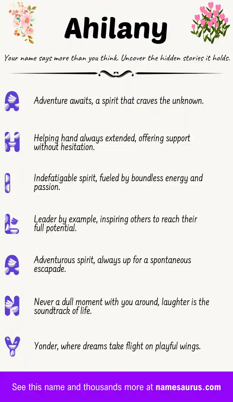 Acrostic poem about Ahilany.