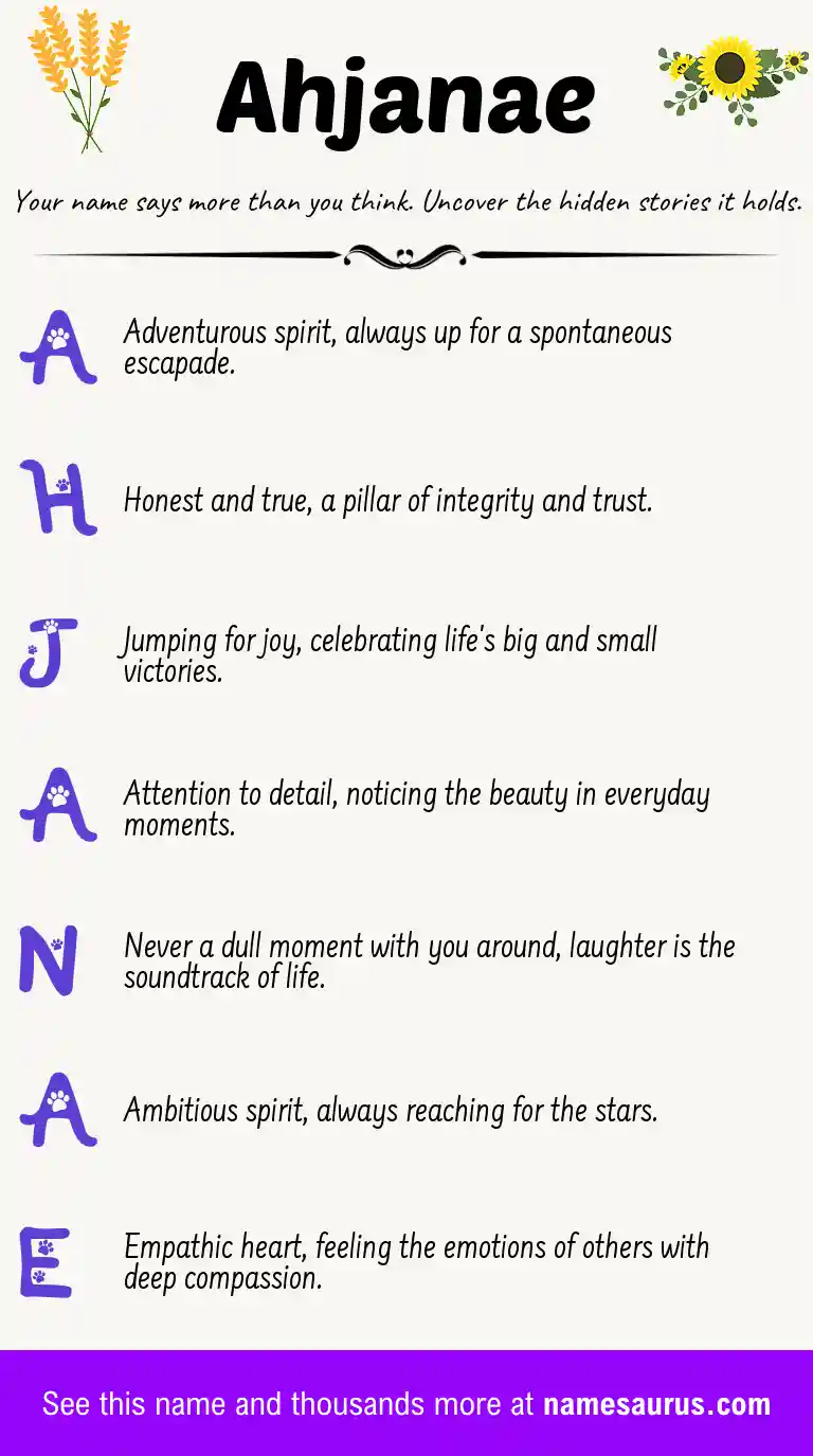 Acrostic poem about Ahjanae.