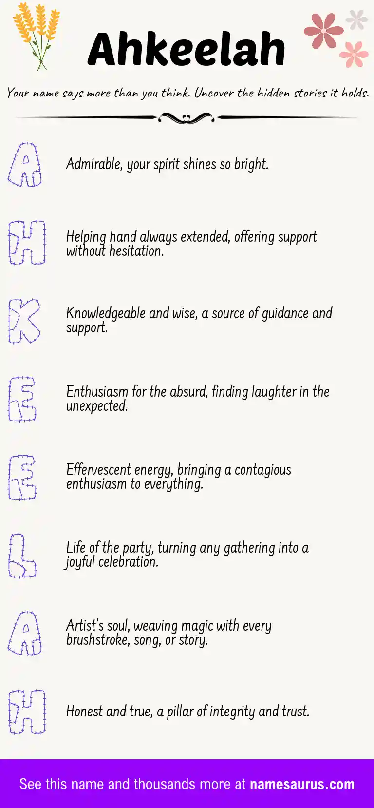 Acrostic poem about Ahkeelah.