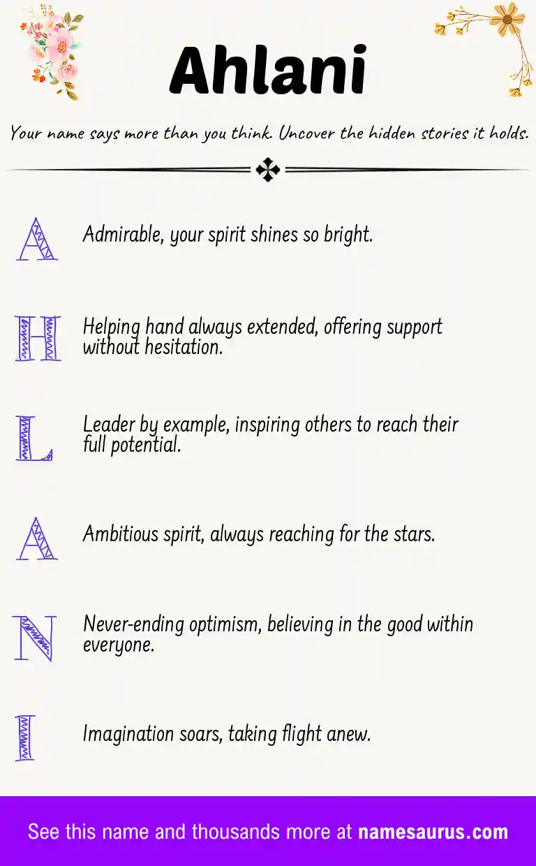 Acrostic poem about Ahlani.