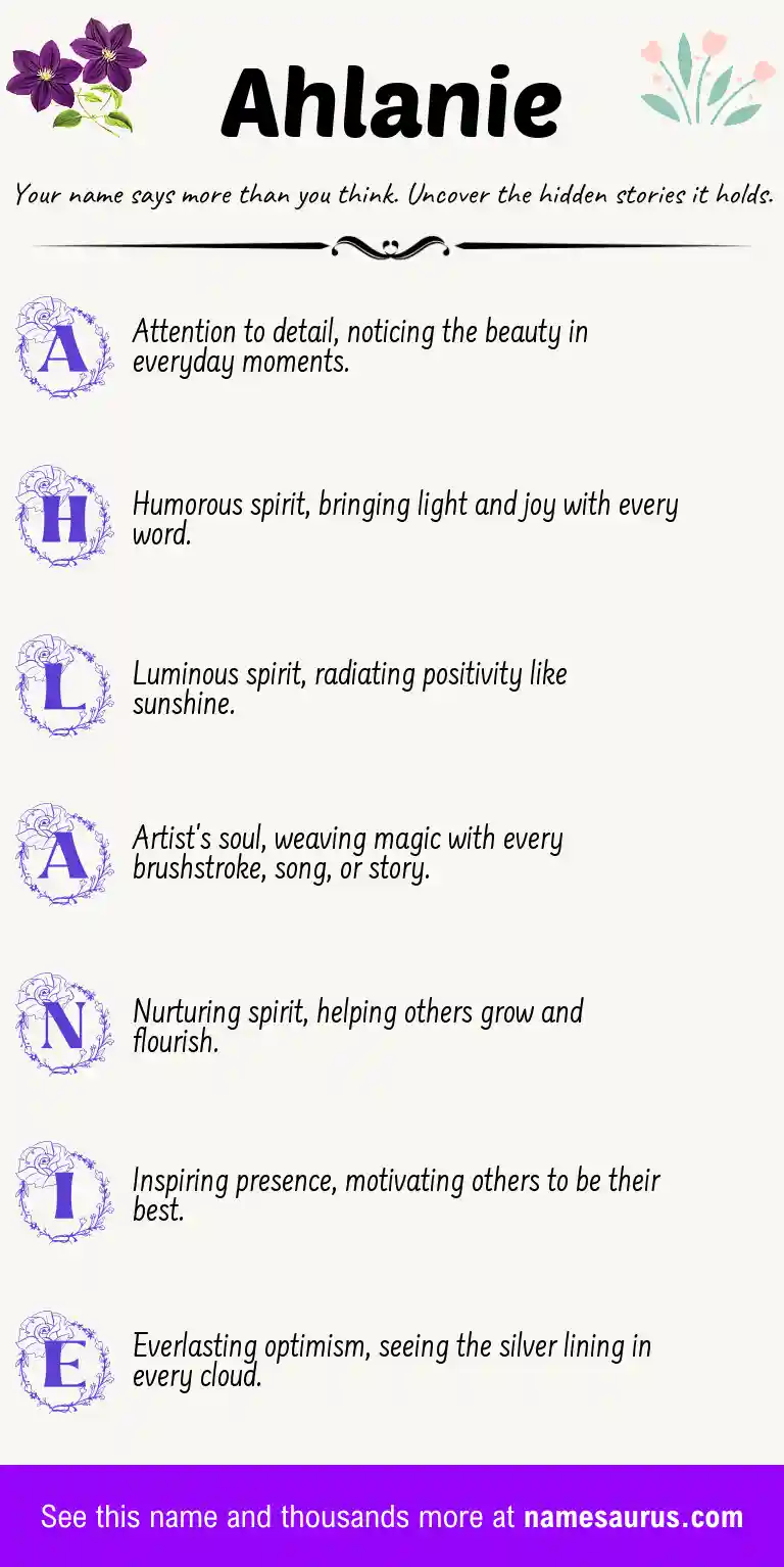 Acrostic poem about Ahlanie.