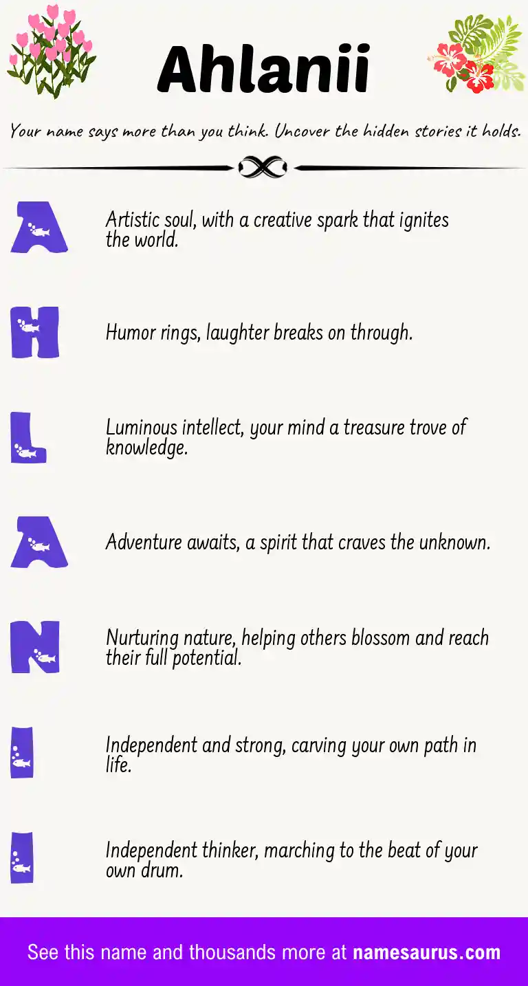 Acrostic poem about Ahlanii.