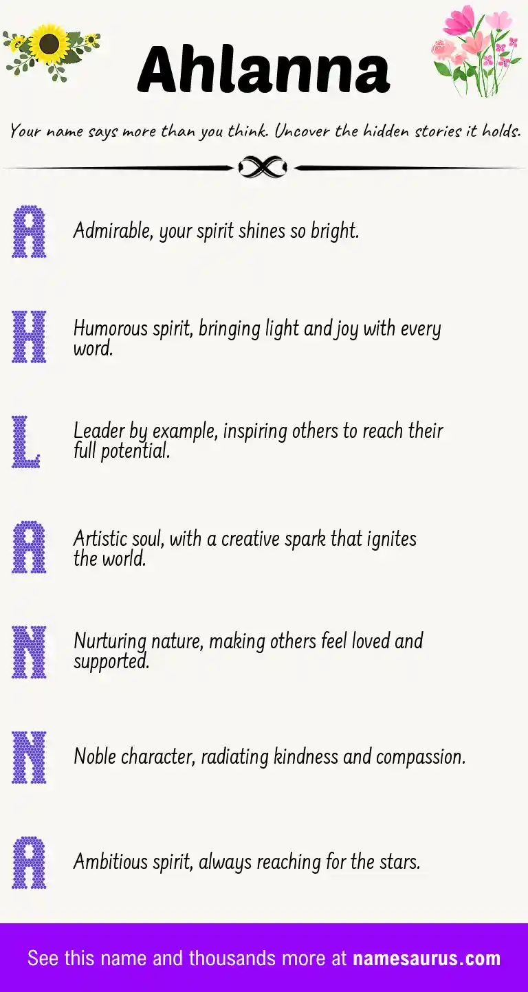 Acrostic poem about Ahlanna.