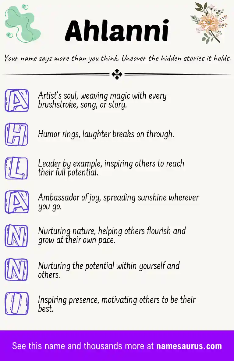 Acrostic poem about Ahlanni.