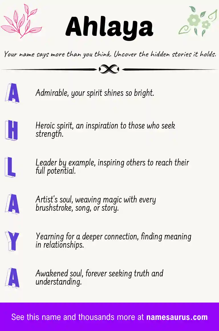 Acrostic poem about Ahlaya.