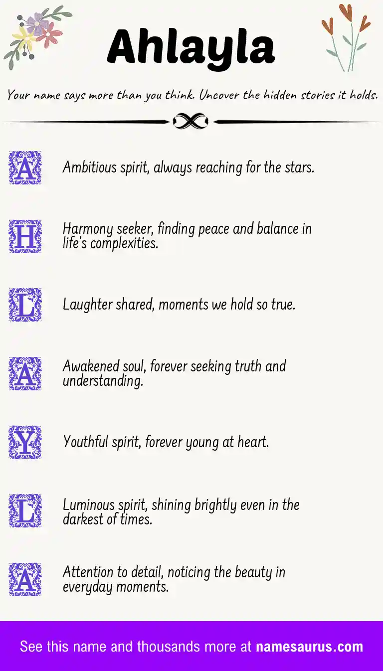 Acrostic poem about Ahlayla.
