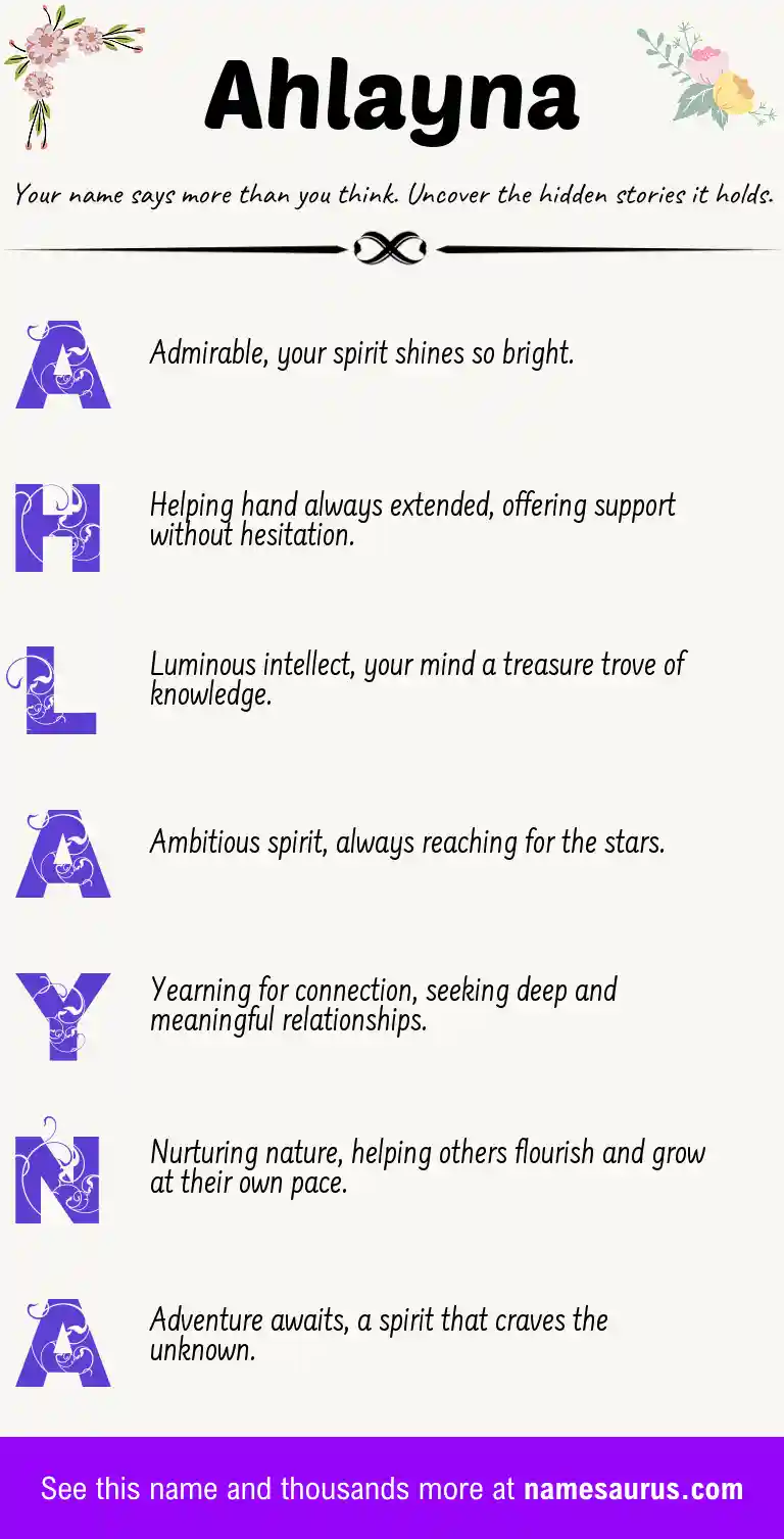 Acrostic poem about Ahlayna.
