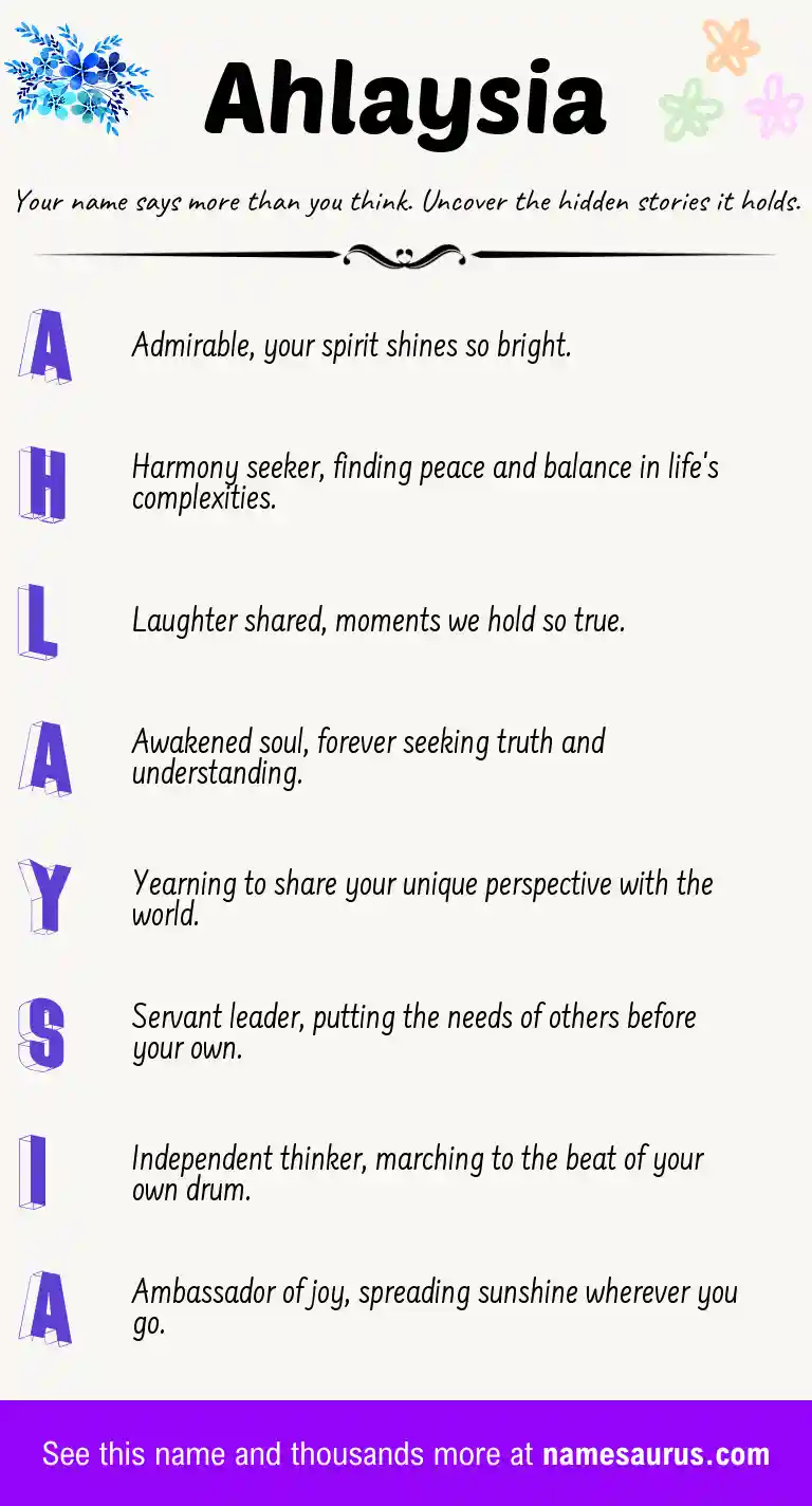 Acrostic poem about Ahlaysia.