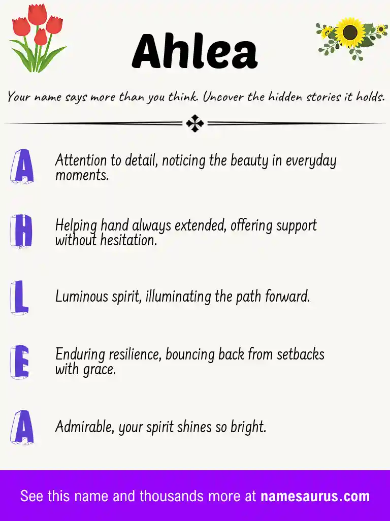 Acrostic poem about Ahlea.