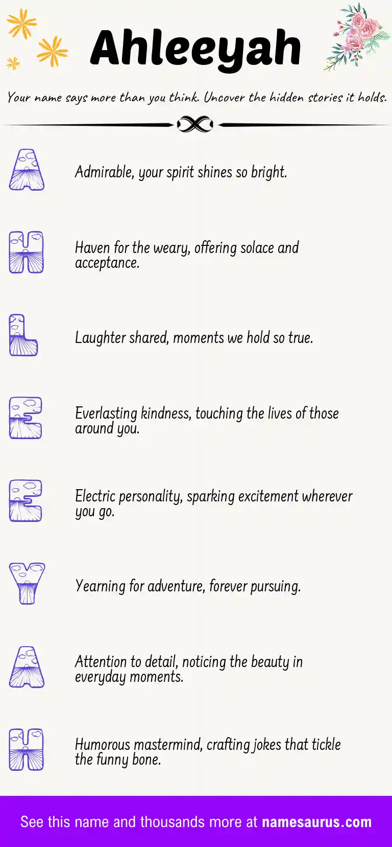 Acrostic poem about Ahleeyah.