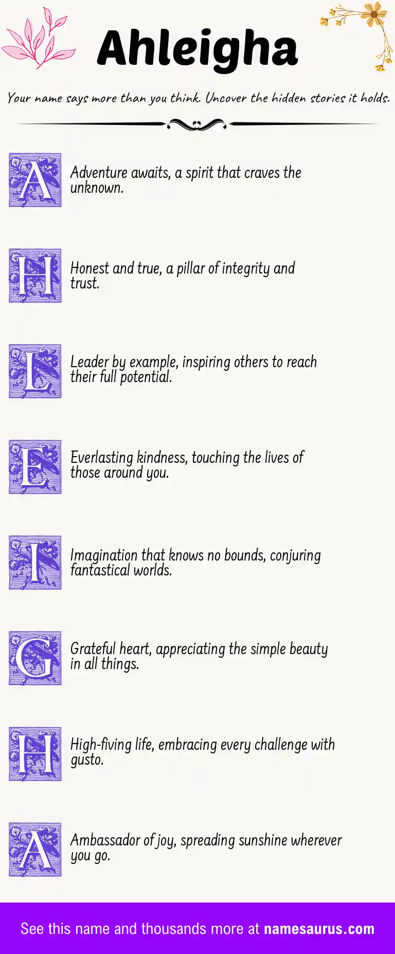 Acrostic poem about Ahleigha.