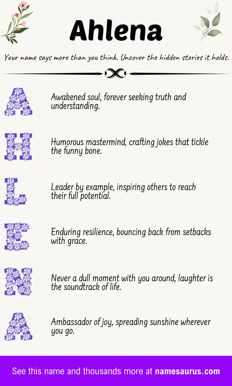 Acrostic poem about Ahlena.