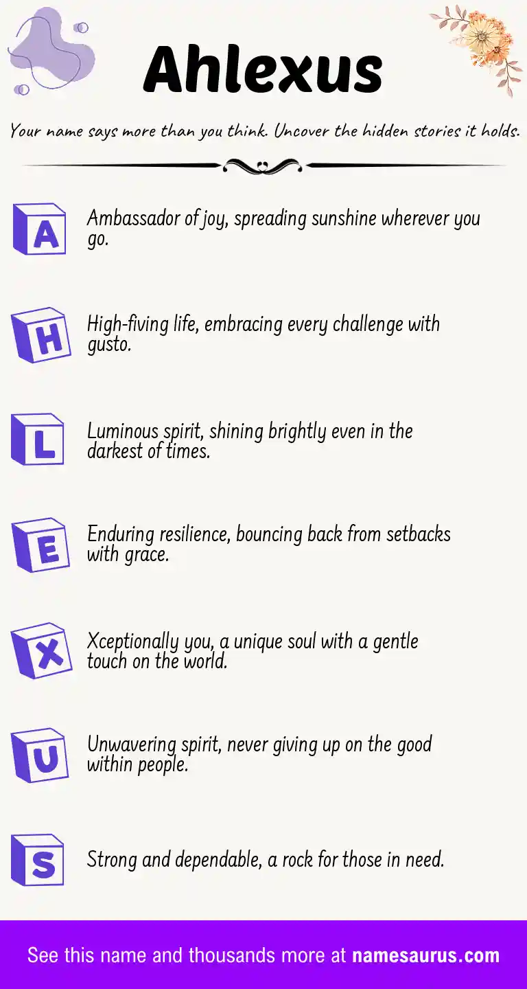Acrostic poem about Ahlexus.