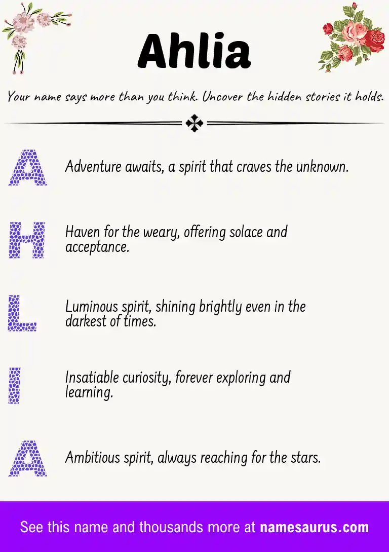 Acrostic poem about Ahlia.