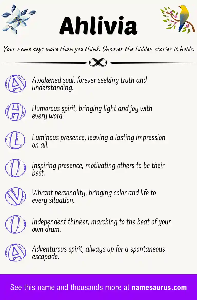 Acrostic poem about Ahlivia.