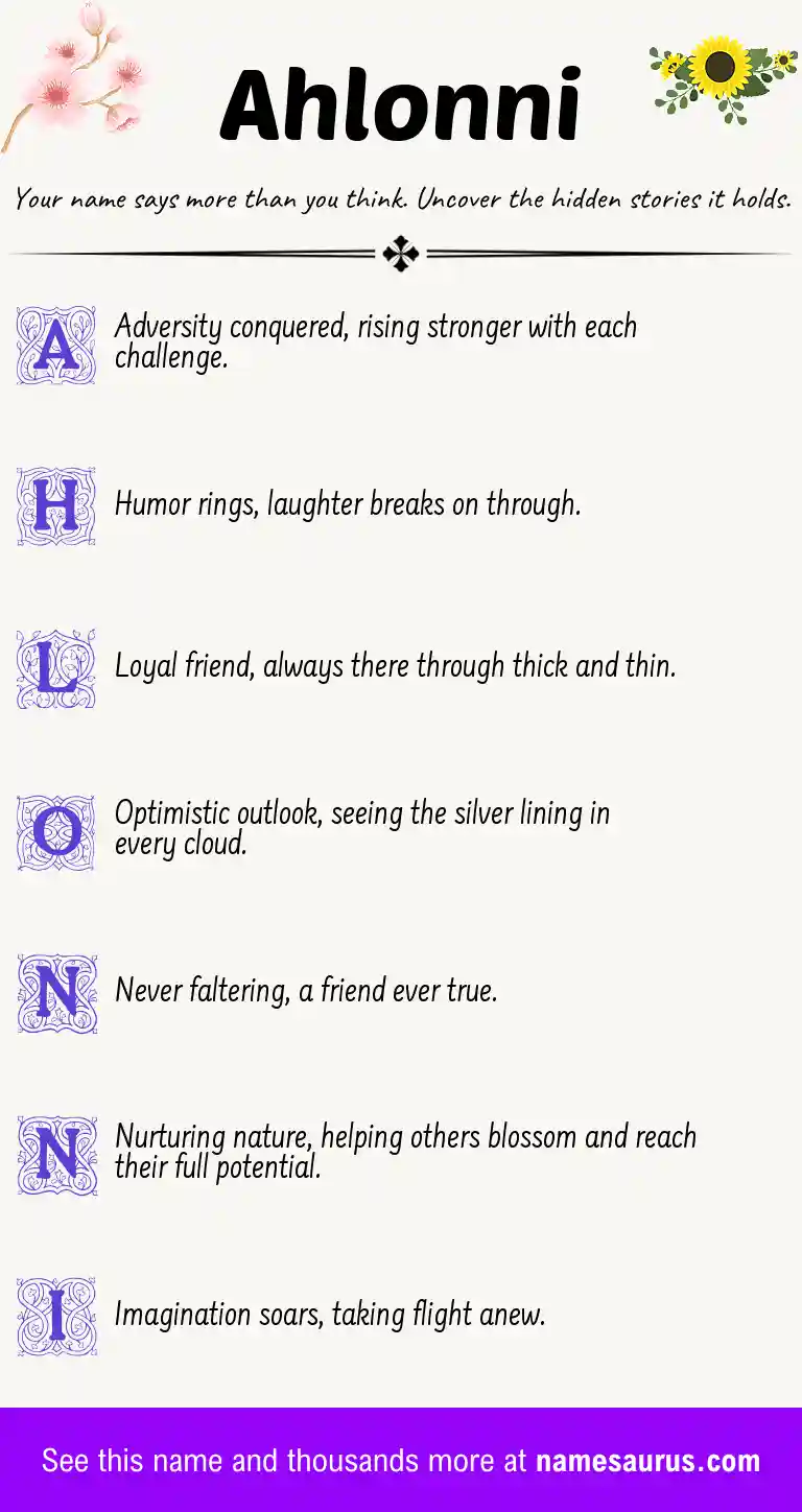 Acrostic poem about Ahlonni.