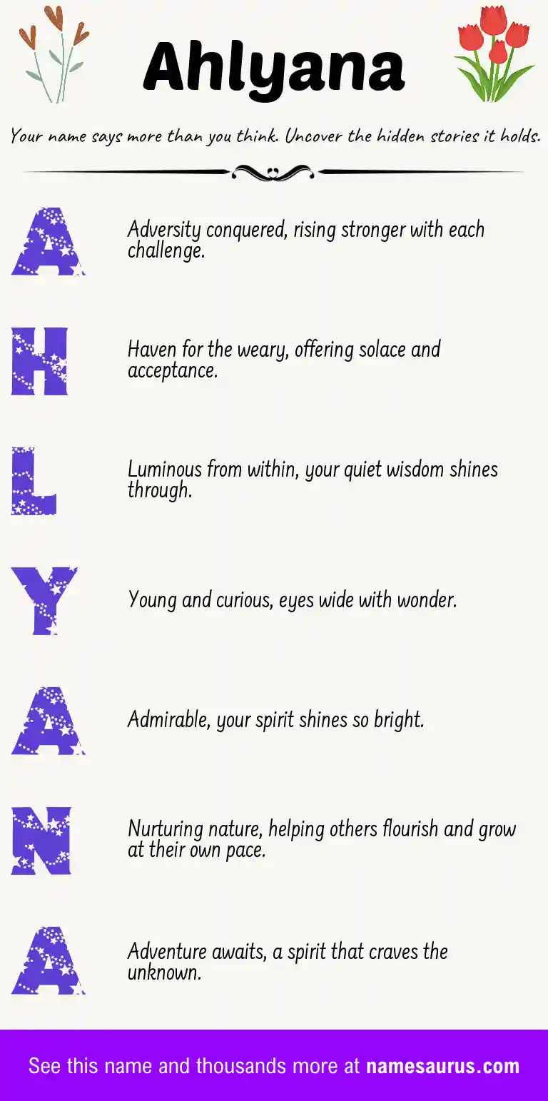 Acrostic poem about Ahlyana.