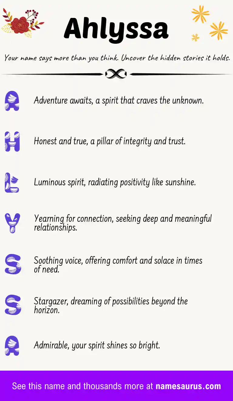 Acrostic poem about Ahlyssa.