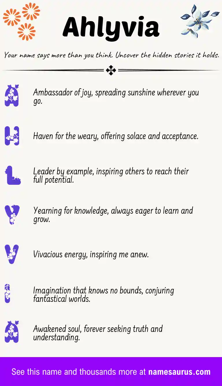 Acrostic poem about Ahlyvia.