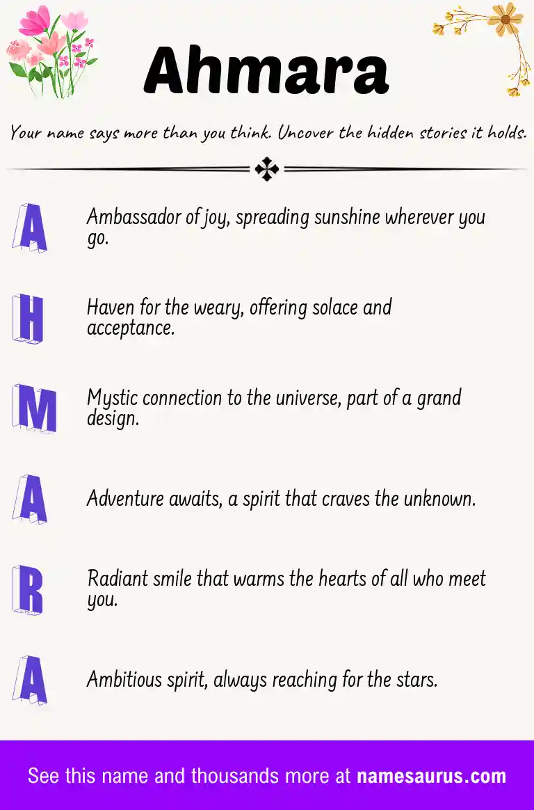 Acrostic poem about Ahmara.