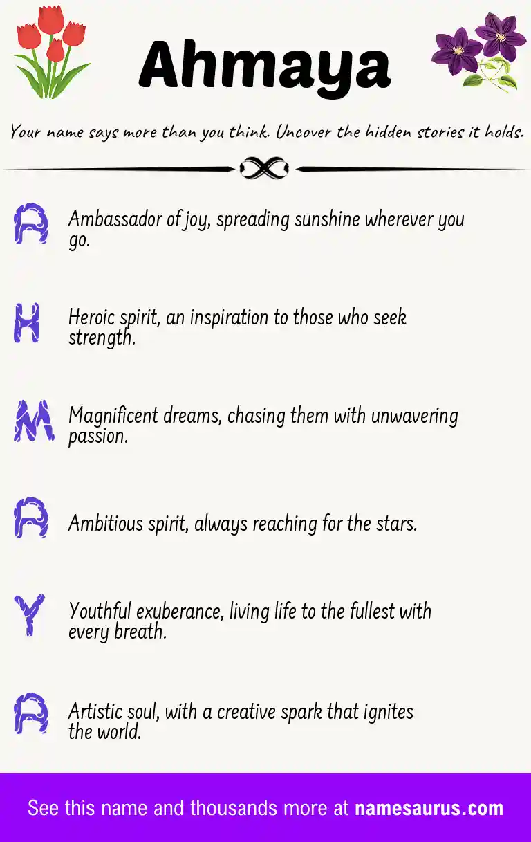 Acrostic poem about Ahmaya.