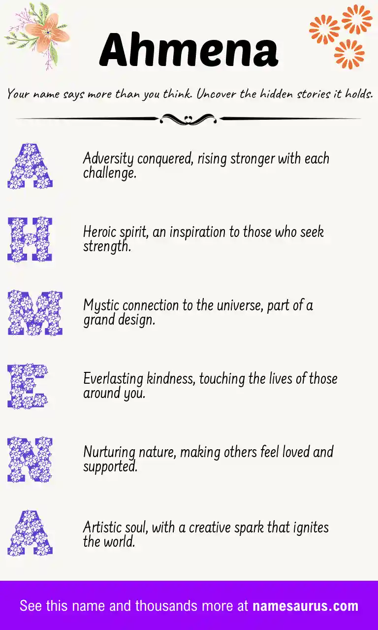 Acrostic poem about Ahmena.