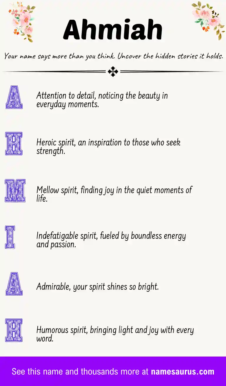 Acrostic poem about Ahmiah.