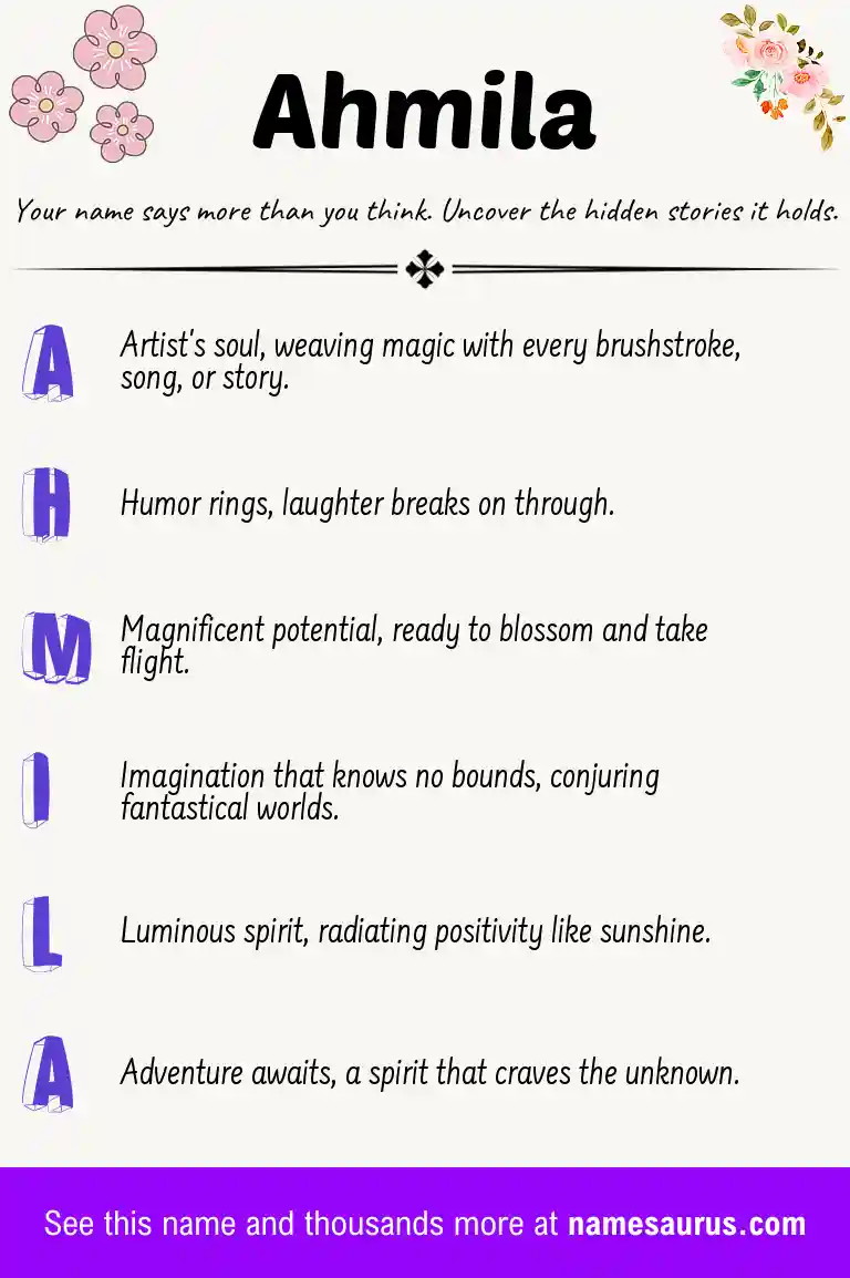 Acrostic poem about Ahmila.