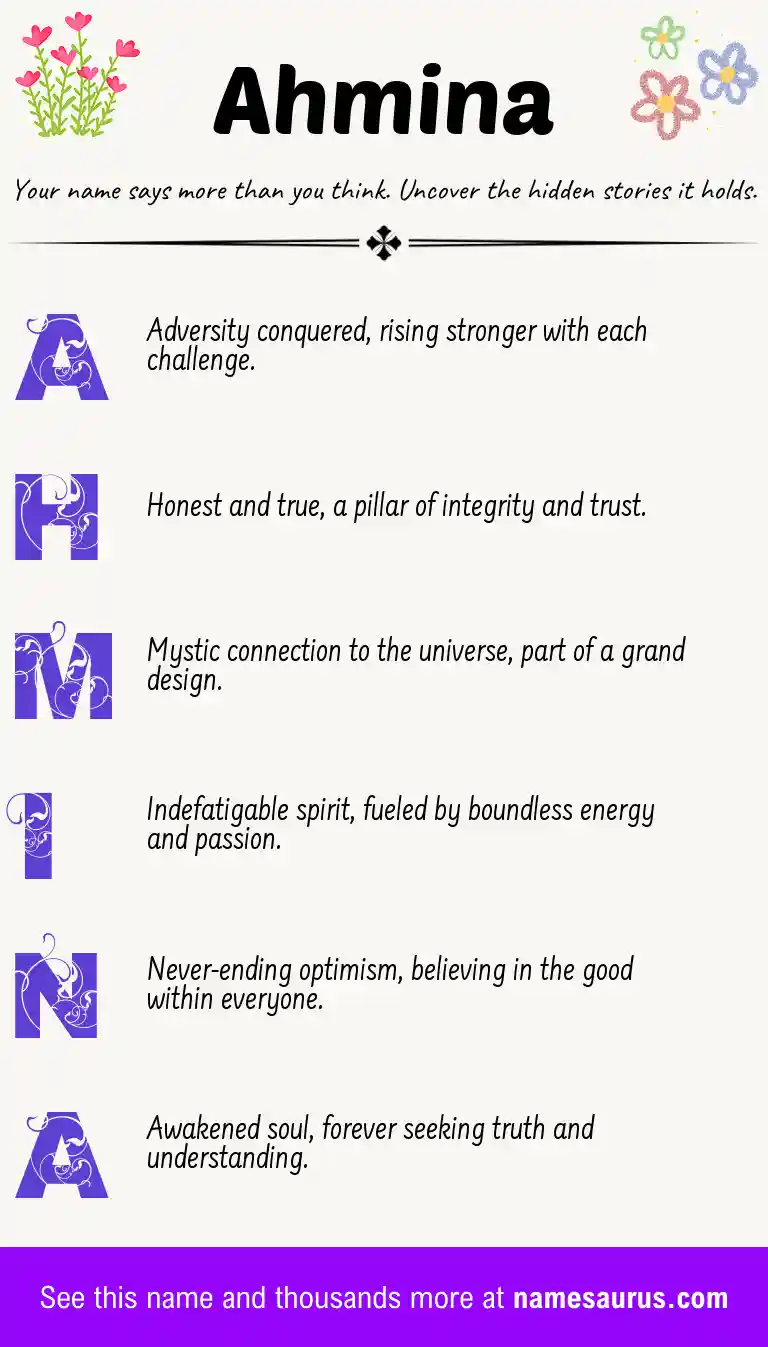 Acrostic poem about Ahmina.