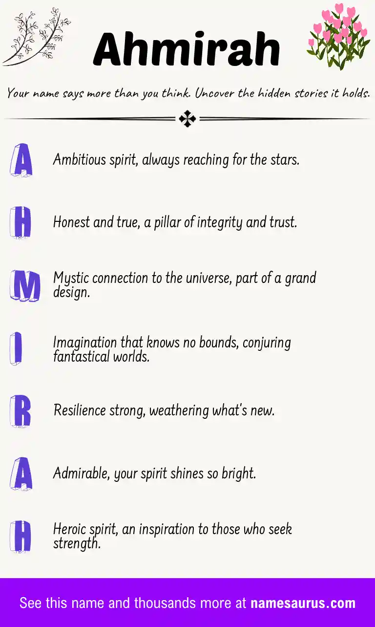 Acrostic poem about Ahmirah.
