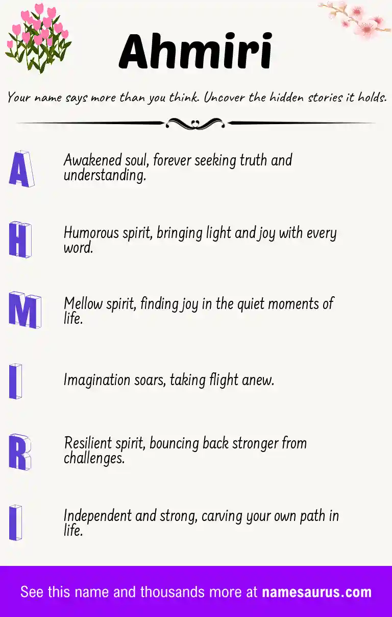 Acrostic poem about Ahmiri.