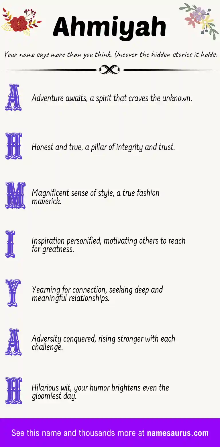 Acrostic poem about Ahmiyah.