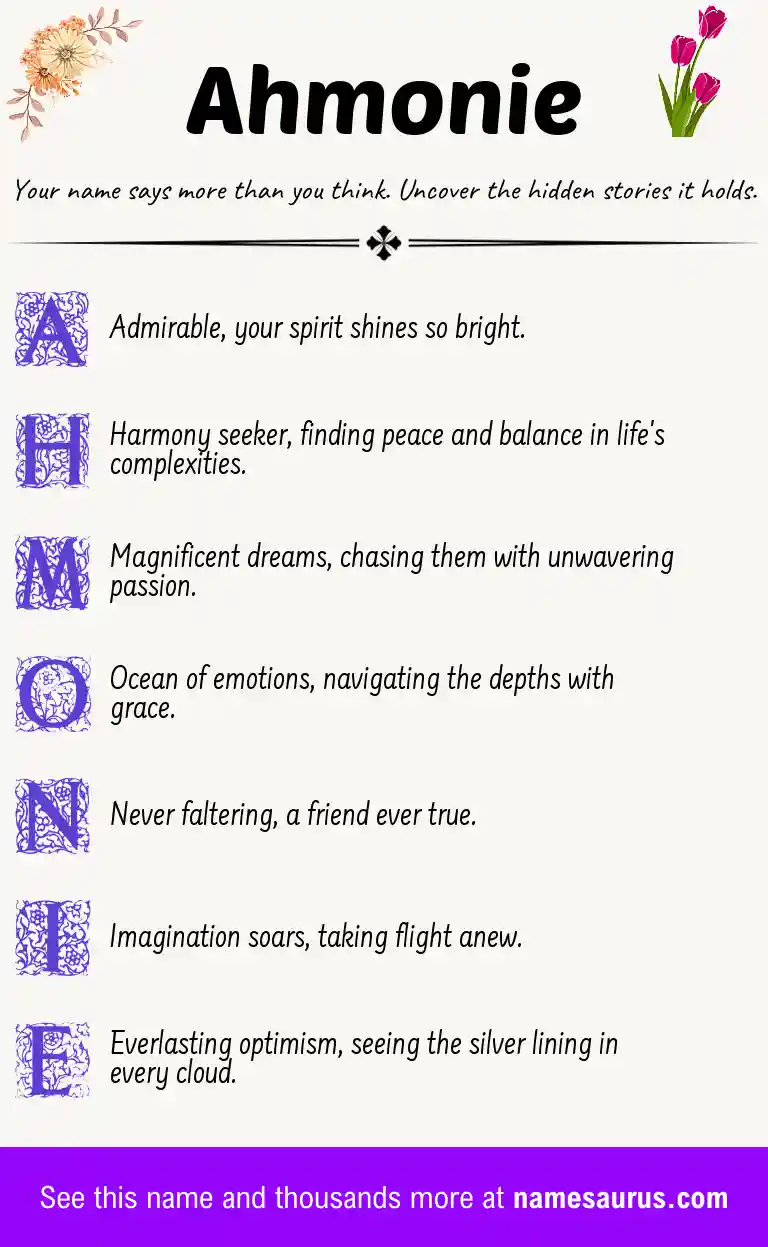 Acrostic poem about Ahmonie.