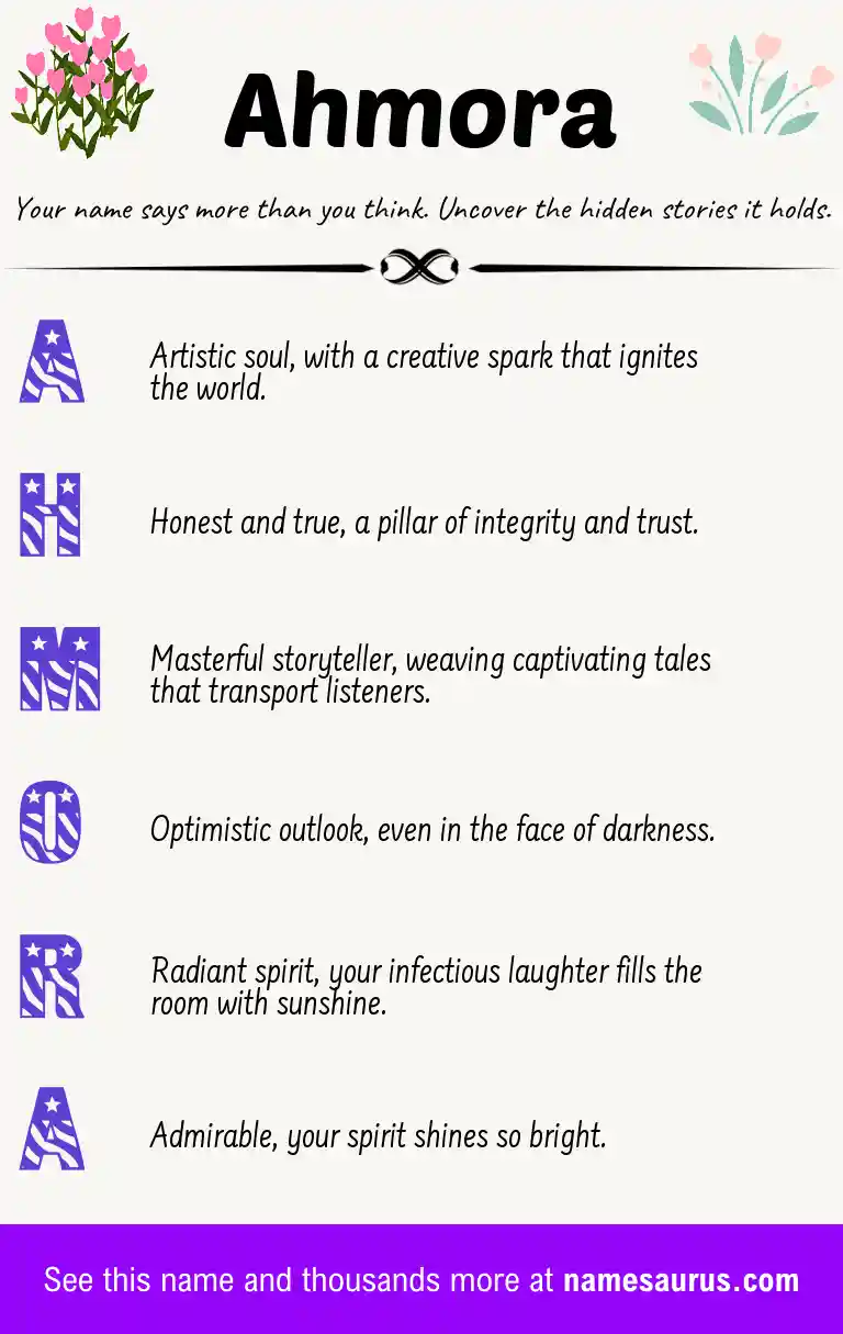 Acrostic poem about Ahmora.