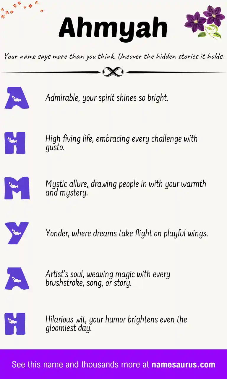 Acrostic poem about Ahmyah.