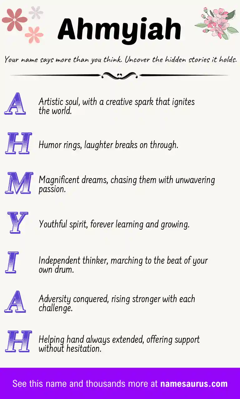 Acrostic poem about Ahmyiah.