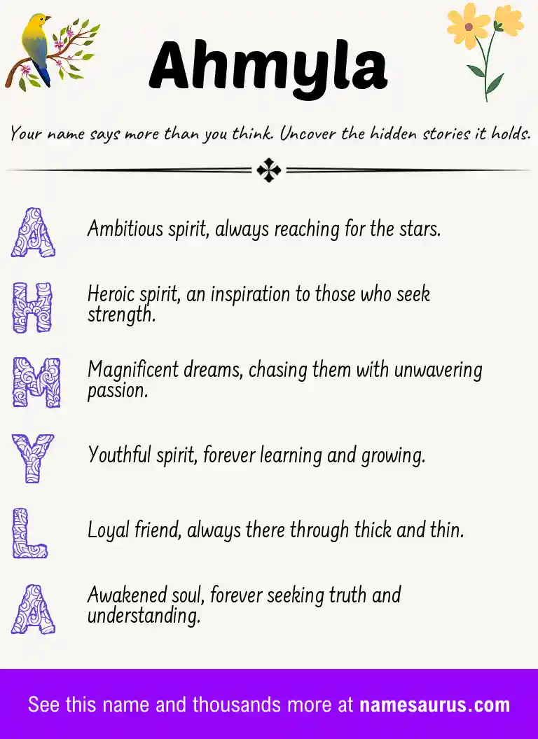 Acrostic poem about Ahmyla.