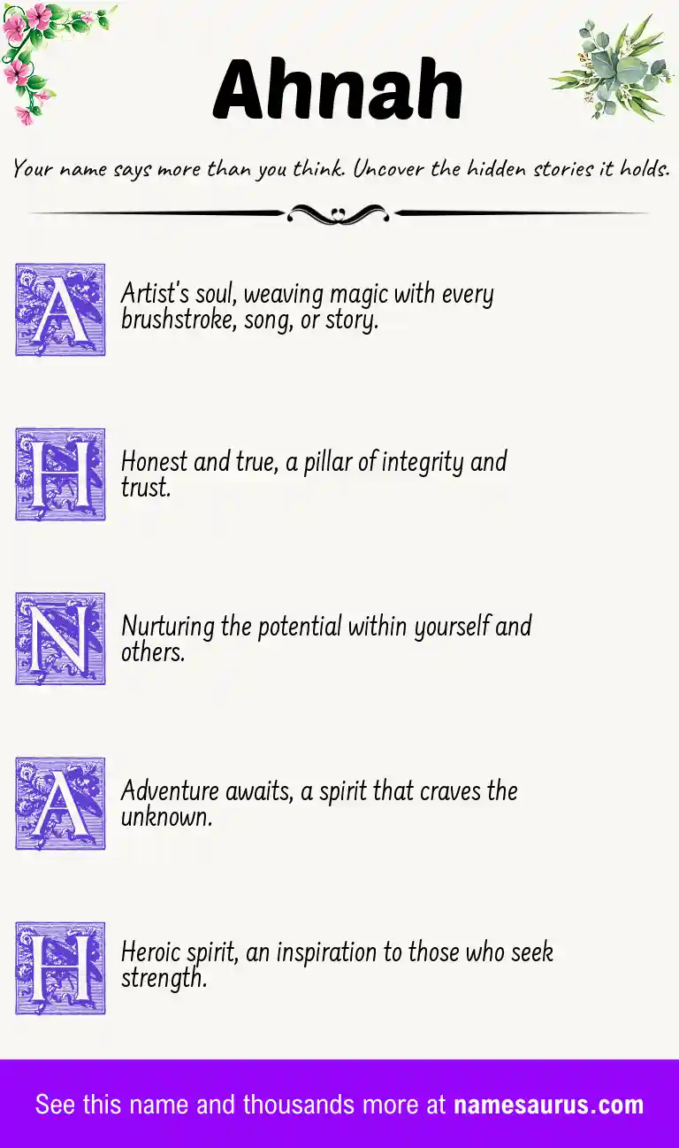 Acrostic poem about Ahnah.