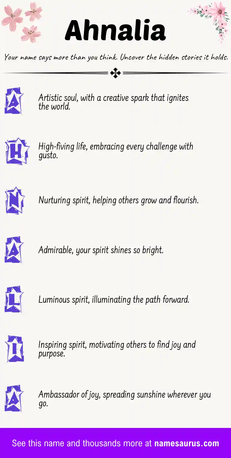 Acrostic poem about Ahnalia.
