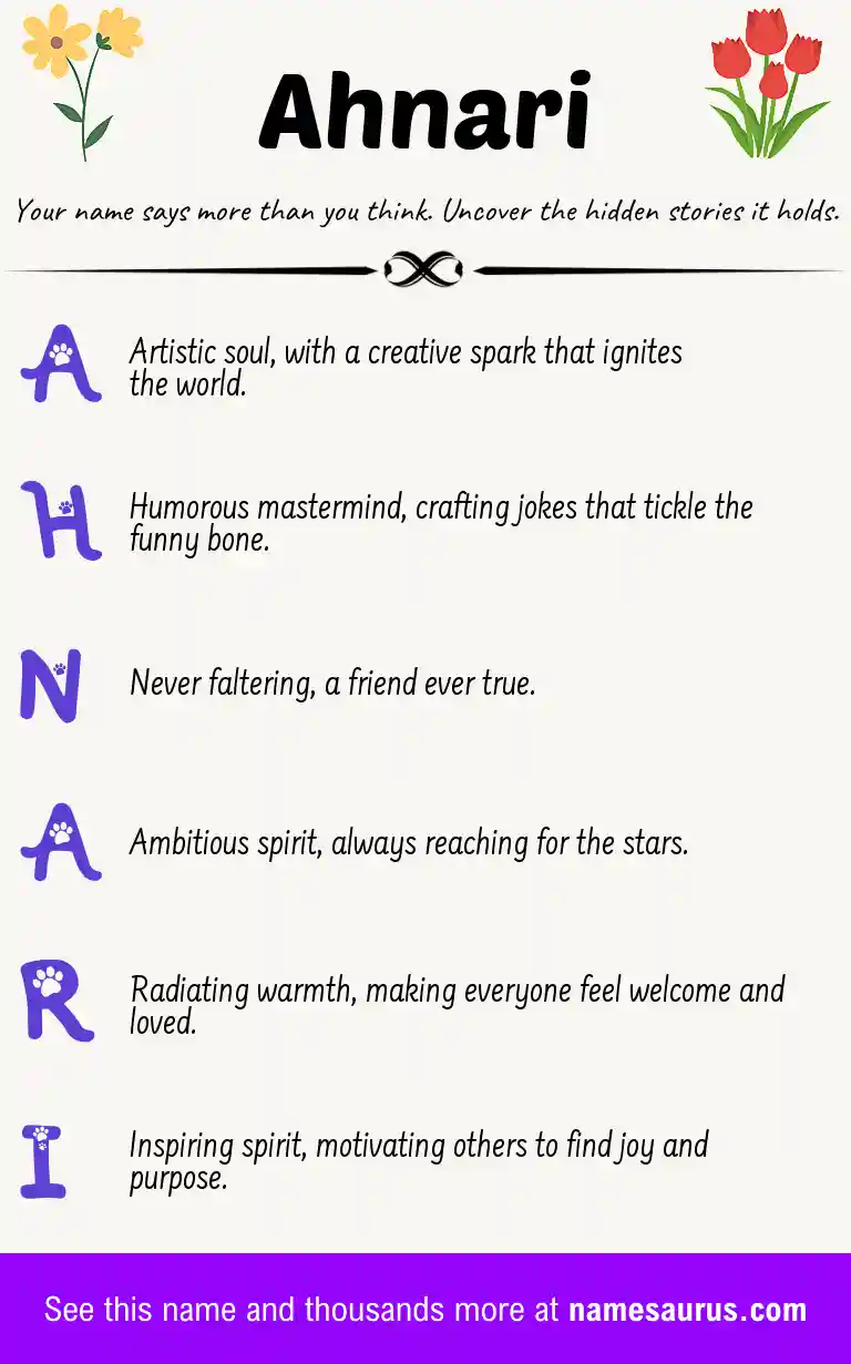 Acrostic poem about Ahnari.