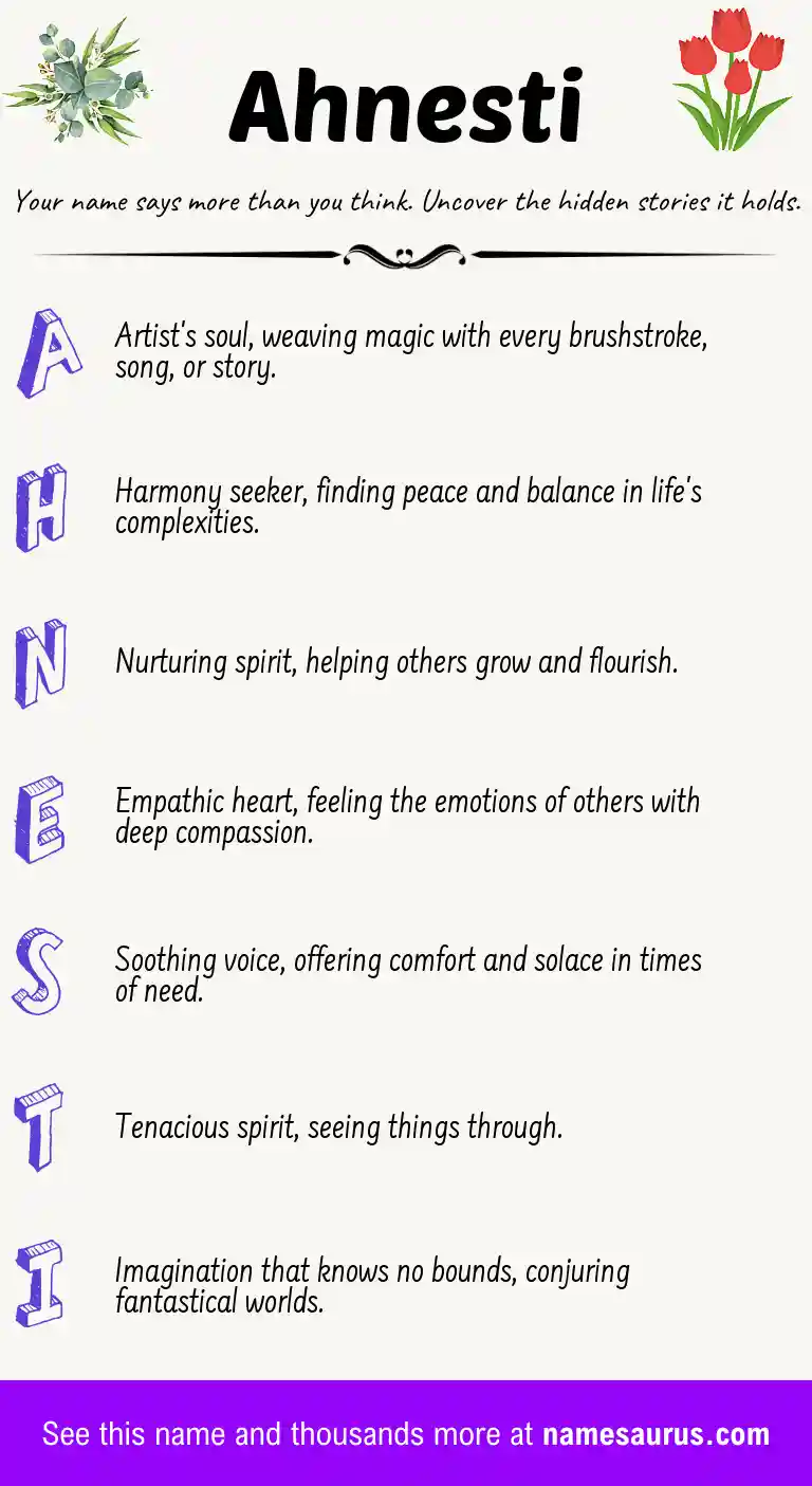Acrostic poem about Ahnesti.